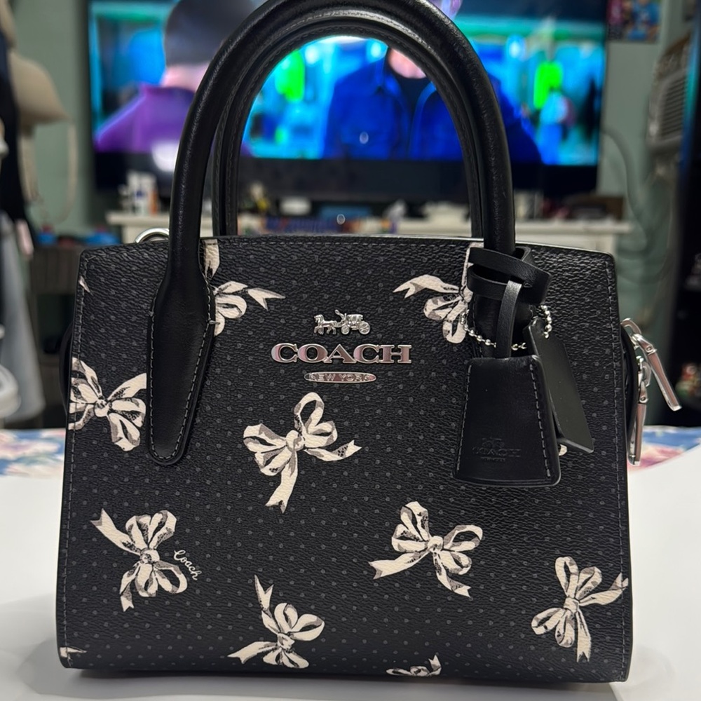 NWOT - Coach - Andrea Carryall - Black and White with Bow Design